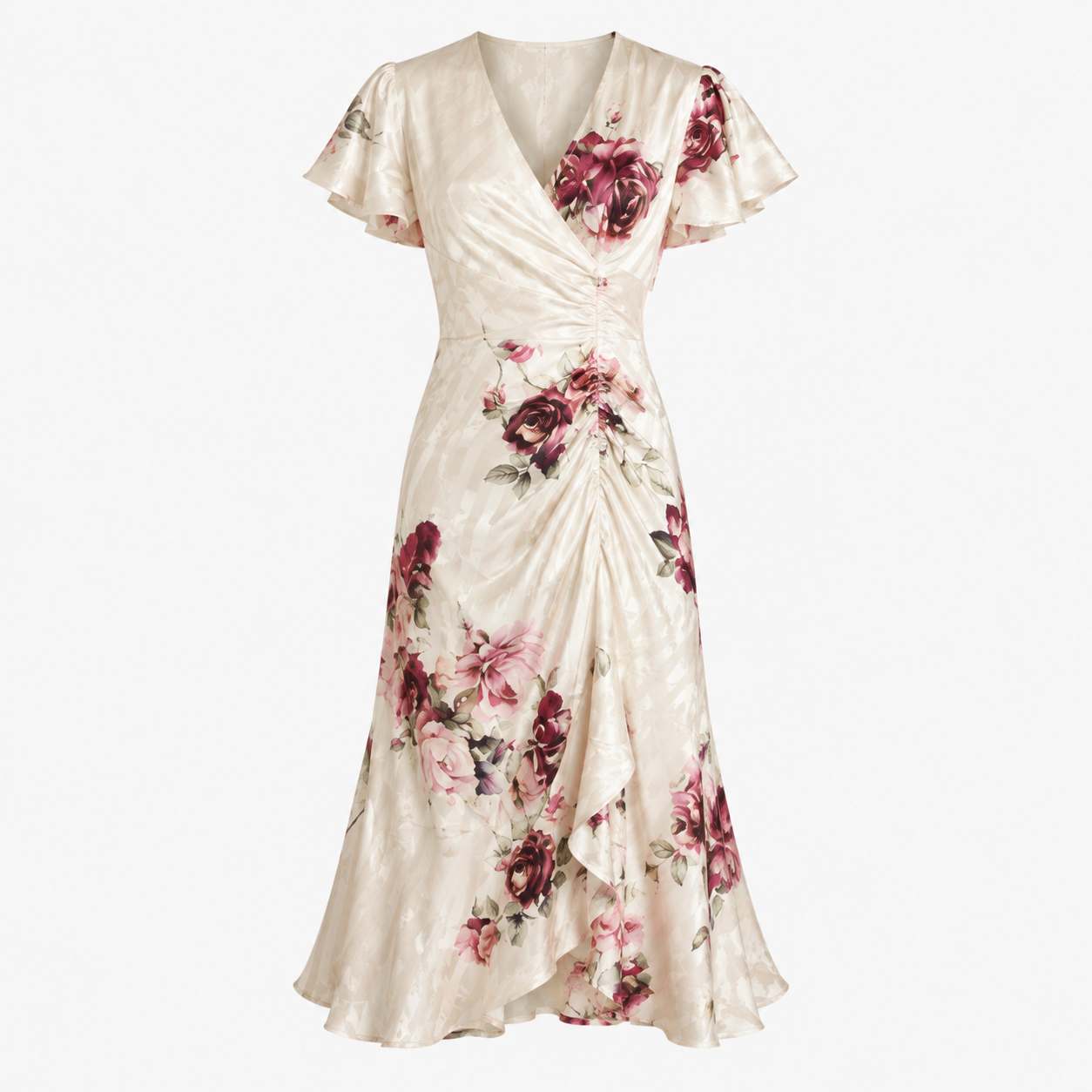 Felicity Drummond | Rosavienne Satin Floral Midi Dress