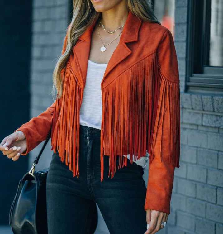 Felicity Carrington | Fringe Suede Jacket For Women