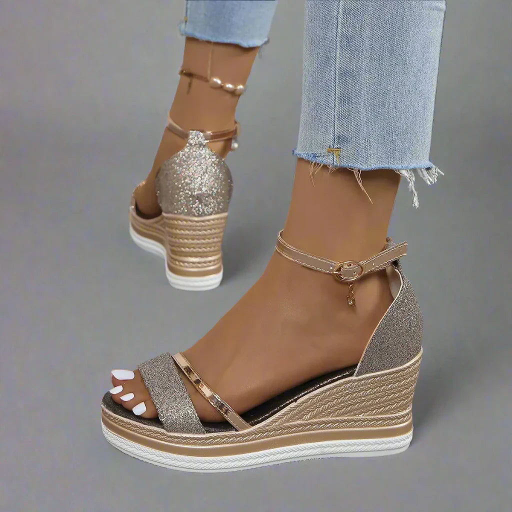 Felicity Waverly | Glitter Wedge Sandals