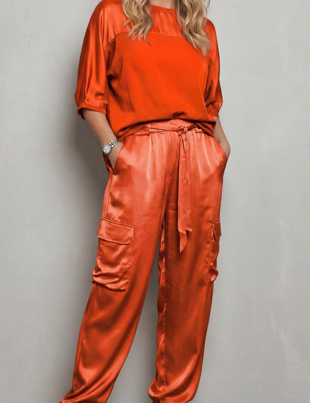 Emmeline Grant | Silky Satin Cargo Lounge Set