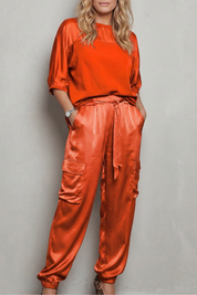 Emmeline Grant | Silky Satin Cargo Lounge Set