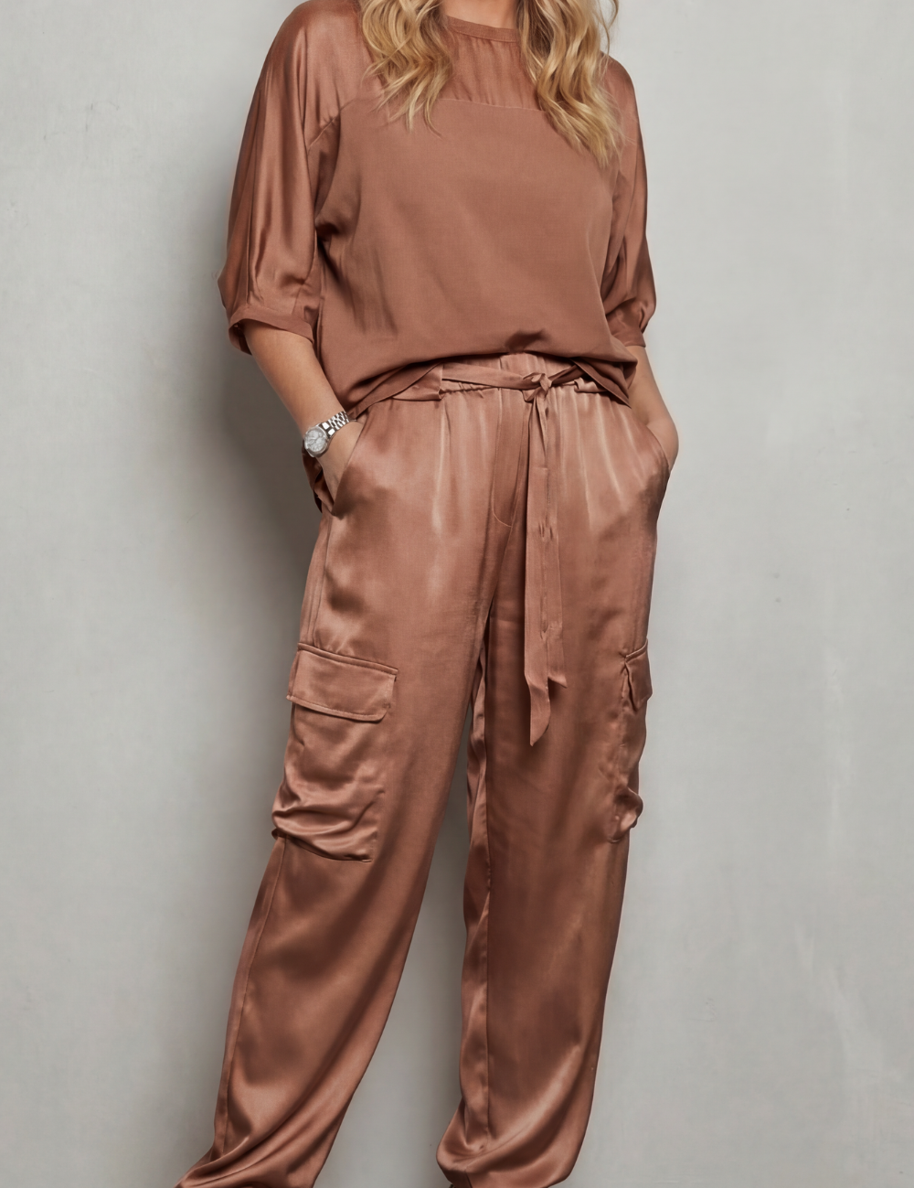 Emmeline Grant | Silky Satin Cargo Lounge Set
