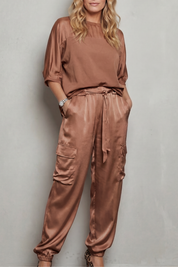 Emmeline Grant | Silky Satin Cargo Lounge Set