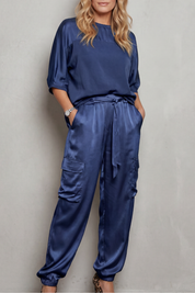 Emmeline Grant | Silky Satin Cargo Lounge Set