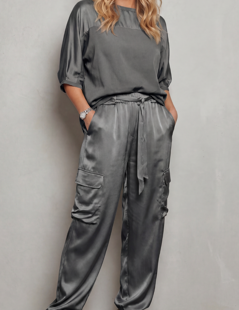 Emmeline Grant | Silky Satin Cargo Lounge Set