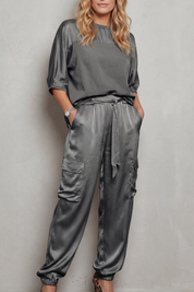 Emmeline Grant | Silky Satin Cargo Lounge Set