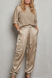 Emmeline Grant | Silky Satin Cargo Lounge Set
