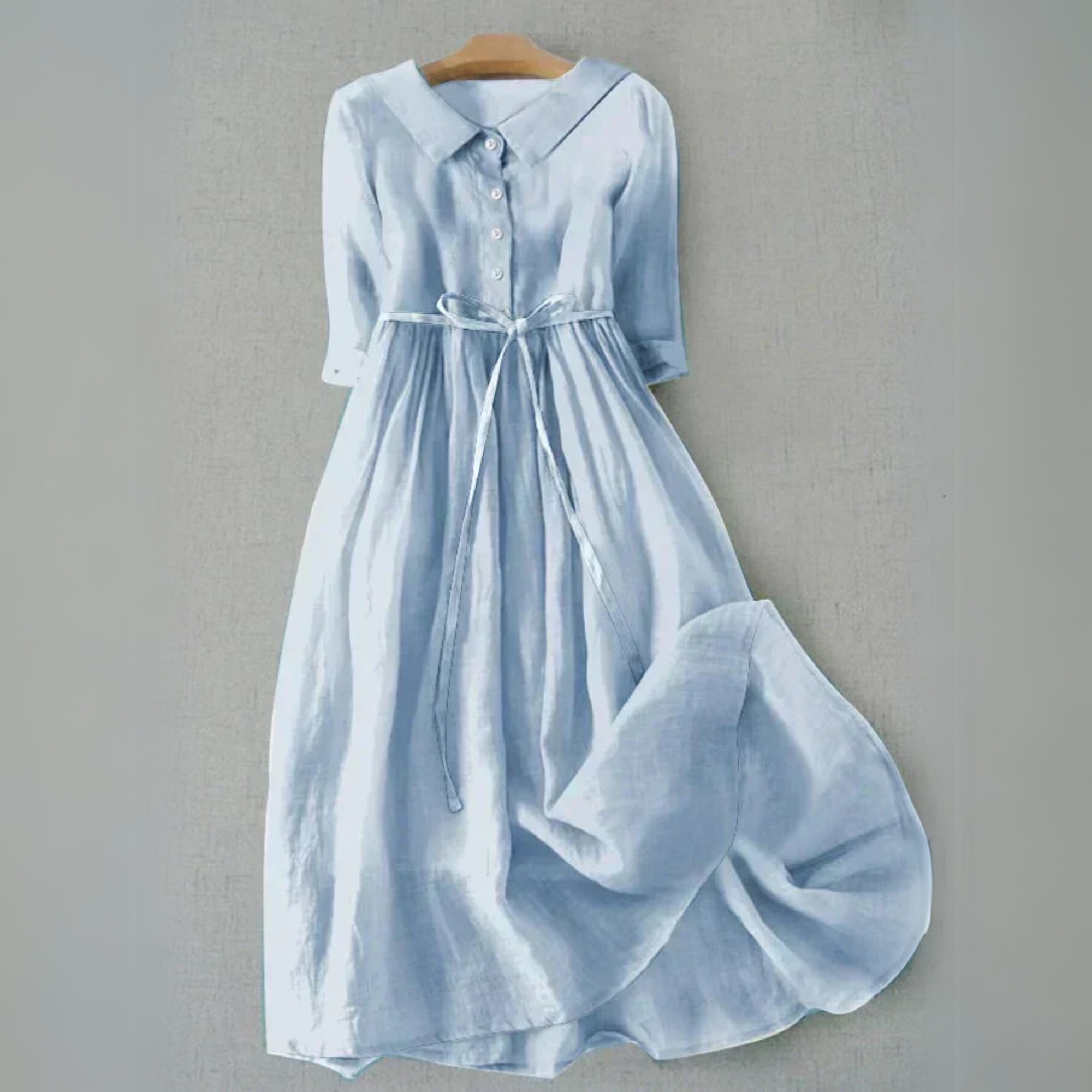 Eloise Marchetti | Linen Midi Dress with Tie Waist in Tangerine