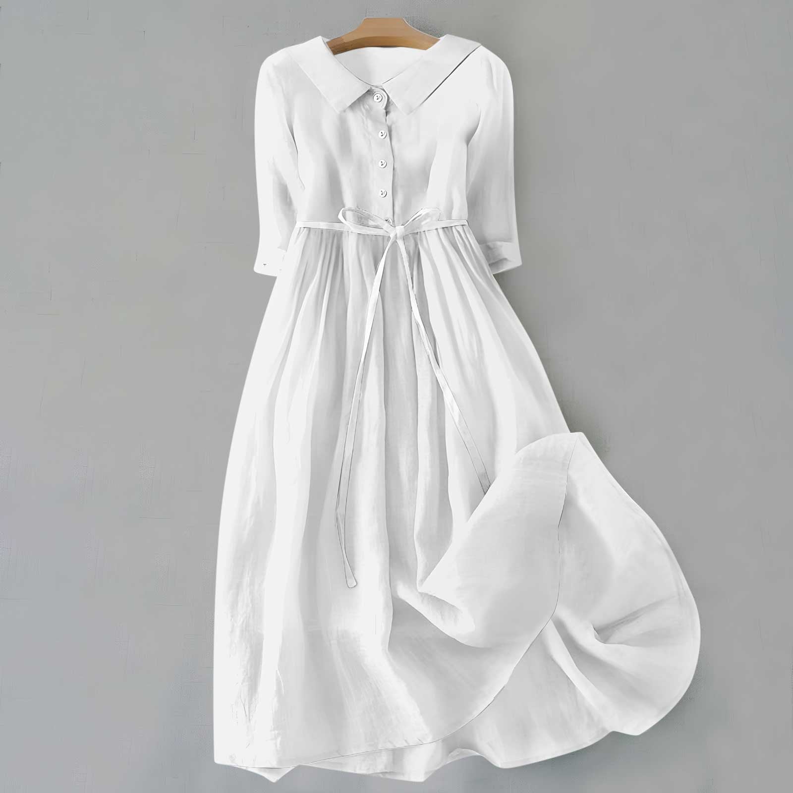 Eloise Marchetti | Linen Midi Dress with Tie Waist in Tangerine
