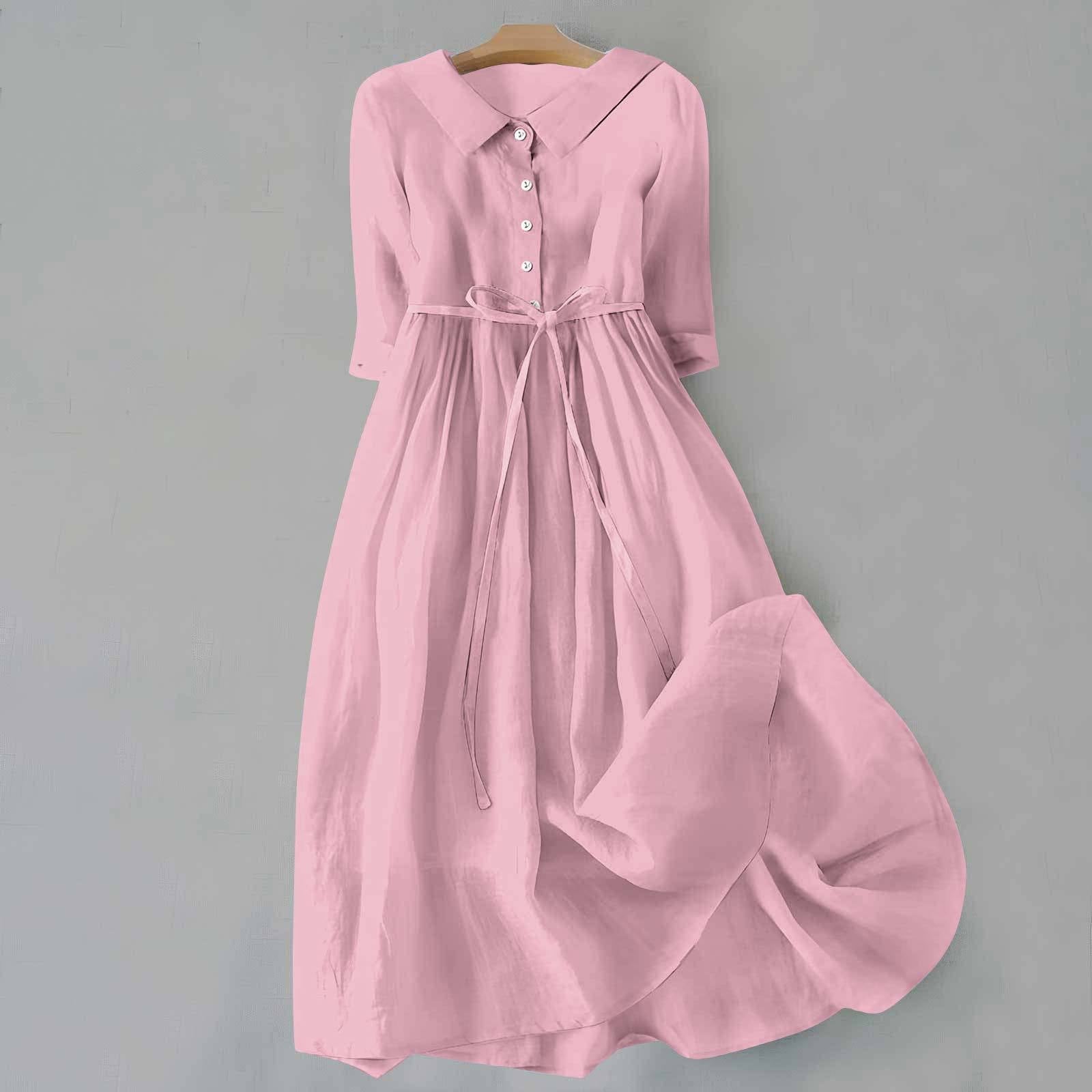 Eloise Marchetti | Linen Midi Dress with Tie Waist in Tangerine