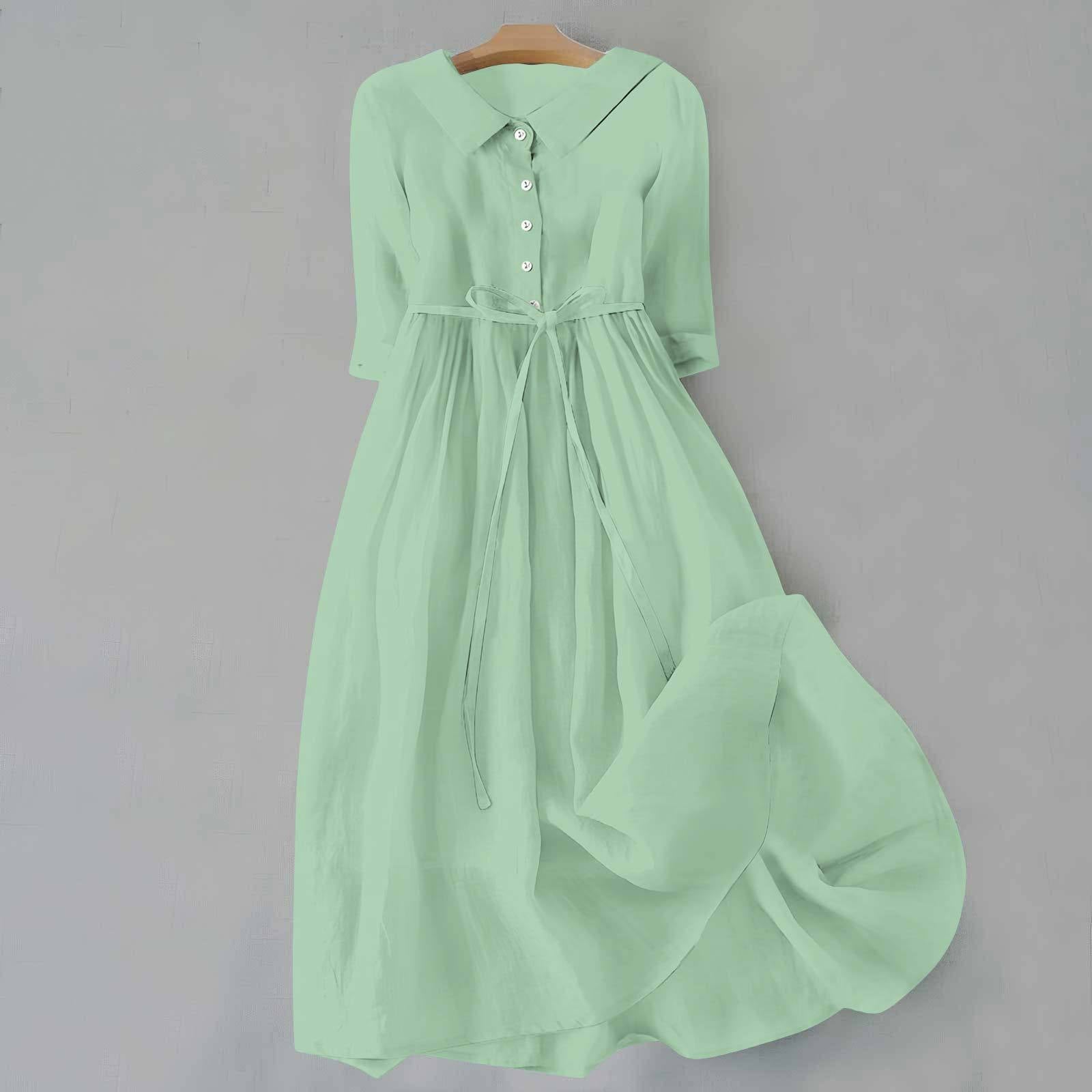 Eloise Marchetti | Linen Midi Dress with Tie Waist in Tangerine
