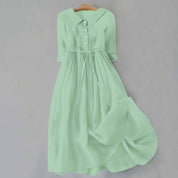 Eloise Marchetti | Linen Midi Dress with Tie Waist in Tangerine