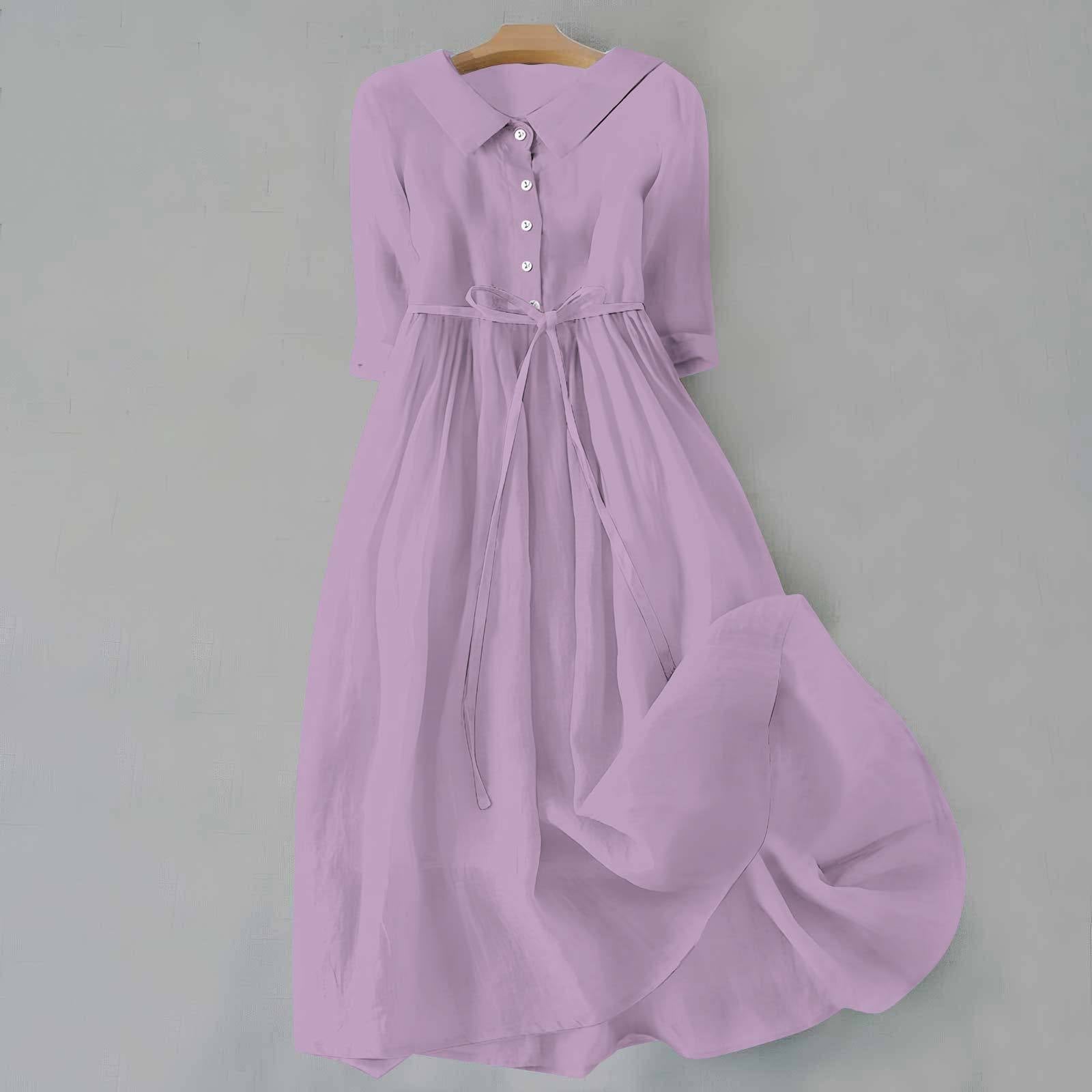 Eloise Marchetti | Linen Midi Dress with Tie Waist in Tangerine