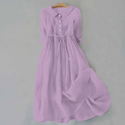Eloise Marchetti | Linen Midi Dress with Tie Waist in Tangerine