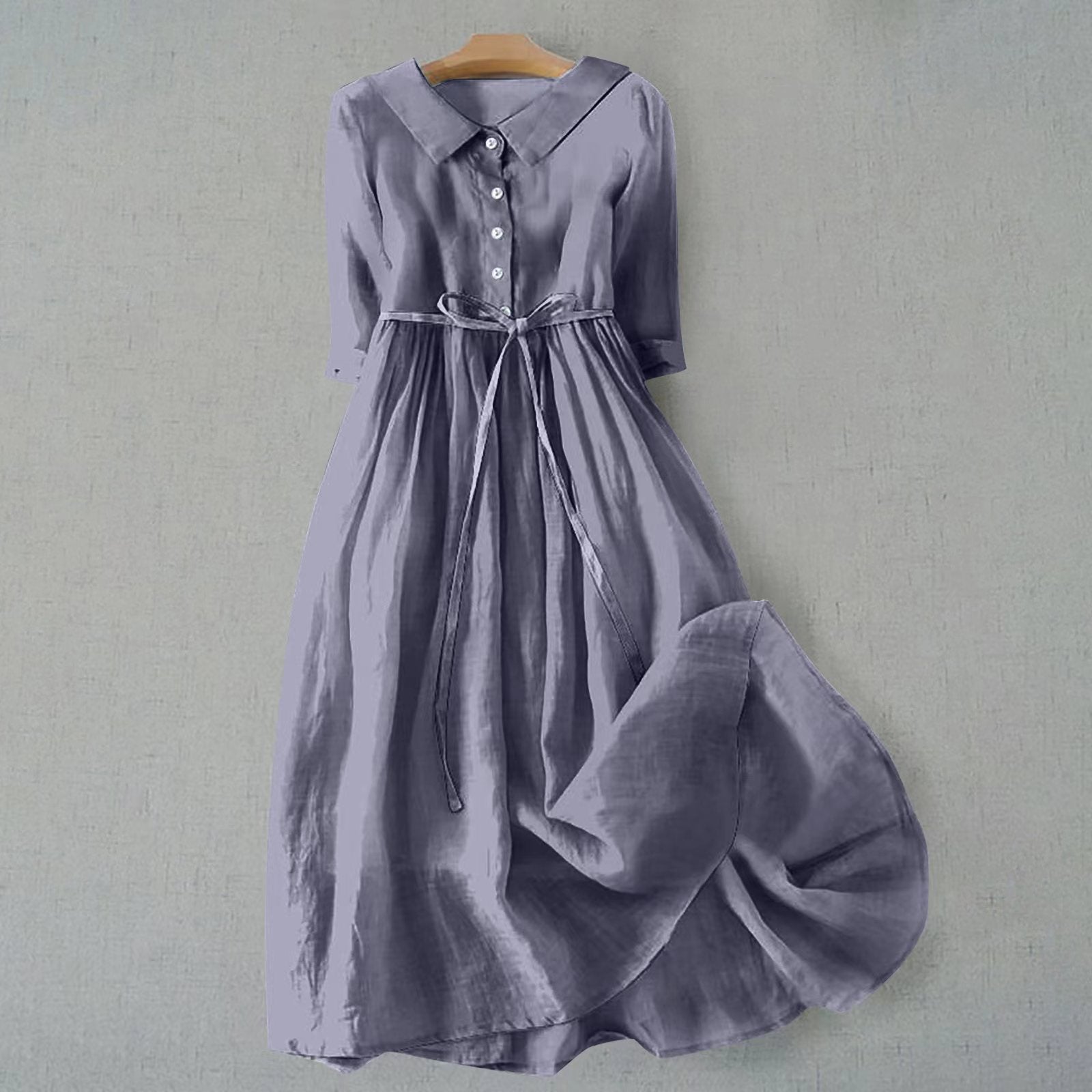 Eloise Marchetti | Linen Midi Dress with Tie Waist in Tangerine