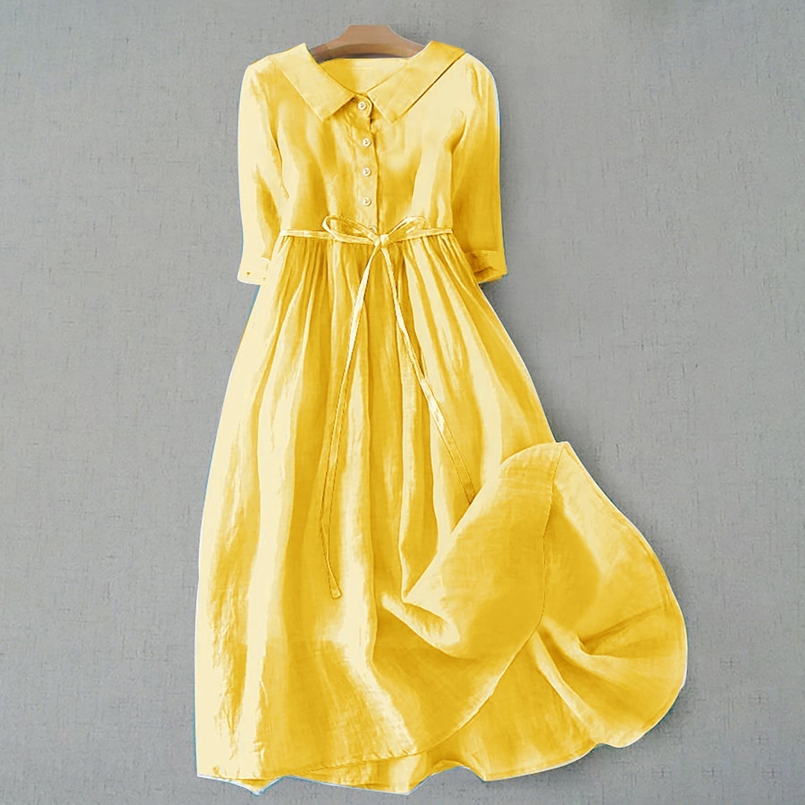 Eloise Marchetti | Linen Midi Dress with Tie Waist in Tangerine
