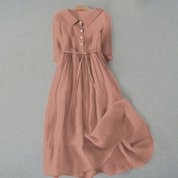Eloise Marchetti | Linen Midi Dress with Tie Waist in Tangerine