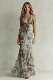 Arabella Stanton | Floravienne Vintage Chiffon Halter Maxi Dress
