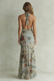 Arabella Stanton | Floravienne Vintage Chiffon Halter Maxi Dress