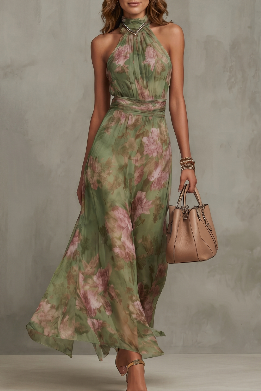 Florentine Clarke | Floréa Romantic Floral Halter Maxi Dress