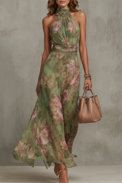 Florentine Clarke | Floréa Romantic Floral Halter Maxi Dress
