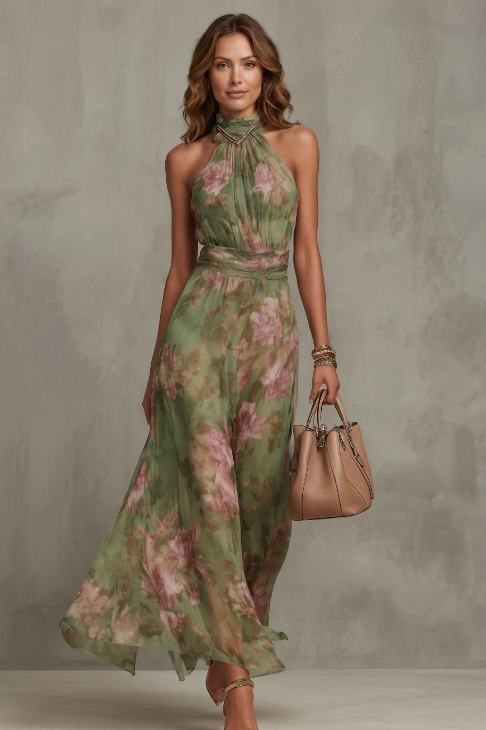 Florentine Clarke | Floréa Romantic Floral Halter Maxi Dress