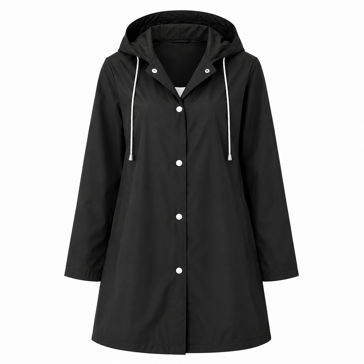 Florence Hughes | Hooded Raincoat in Classic Black