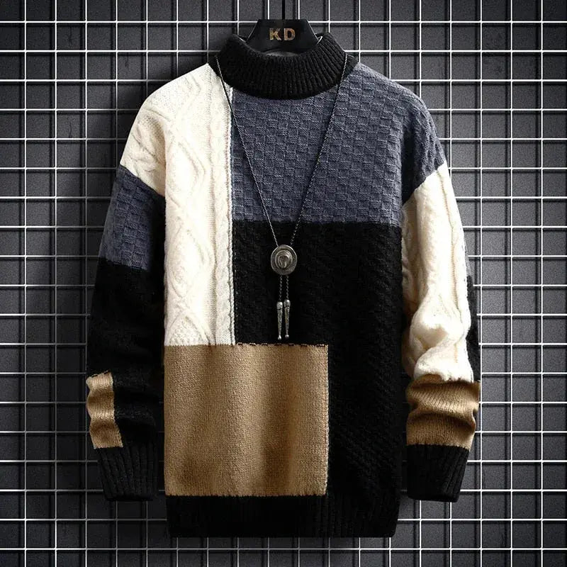 Florian Keswick | Men's Premium Colour-Block Turtleneck Knit Sweater