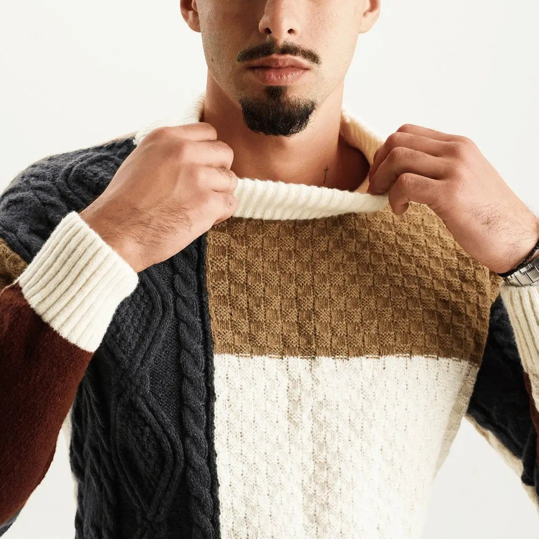 Florian Keswick | Men's Premium Colour-Block Turtleneck Knit Sweater