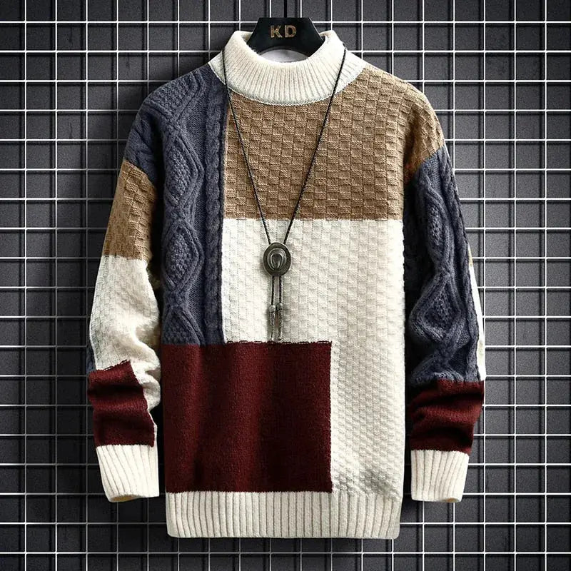 Florian Keswick | Men's Premium Colour-Block Turtleneck Knit Sweater