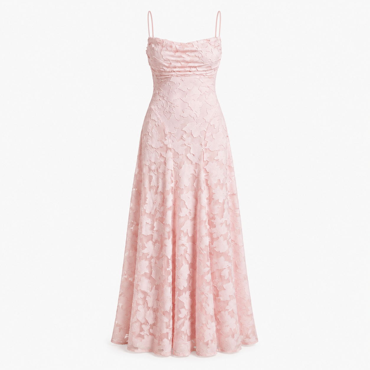Florielle Scott | Romantic Floral Appliqué Sleeveless Maxi Dress in Blush Pink