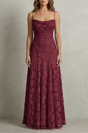 Florielle Scott | Romantic Floral Appliqué Sleeveless Maxi Dress in Blush Pink