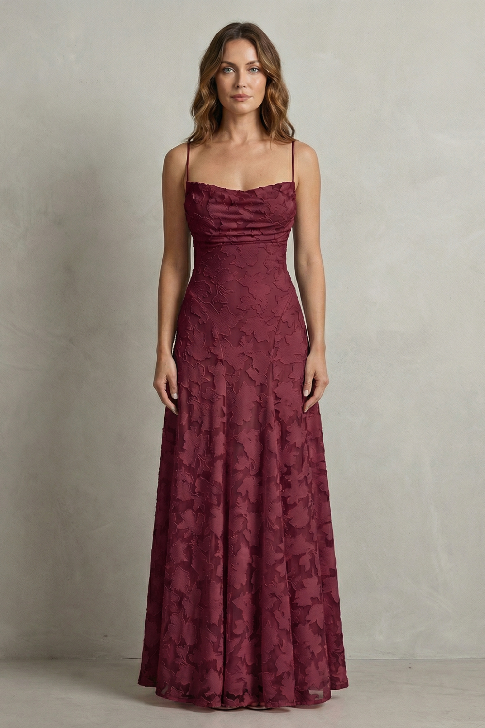 Florielle Scott | Romantic Floral Appliqué Sleeveless Maxi Dress in Blush Pink