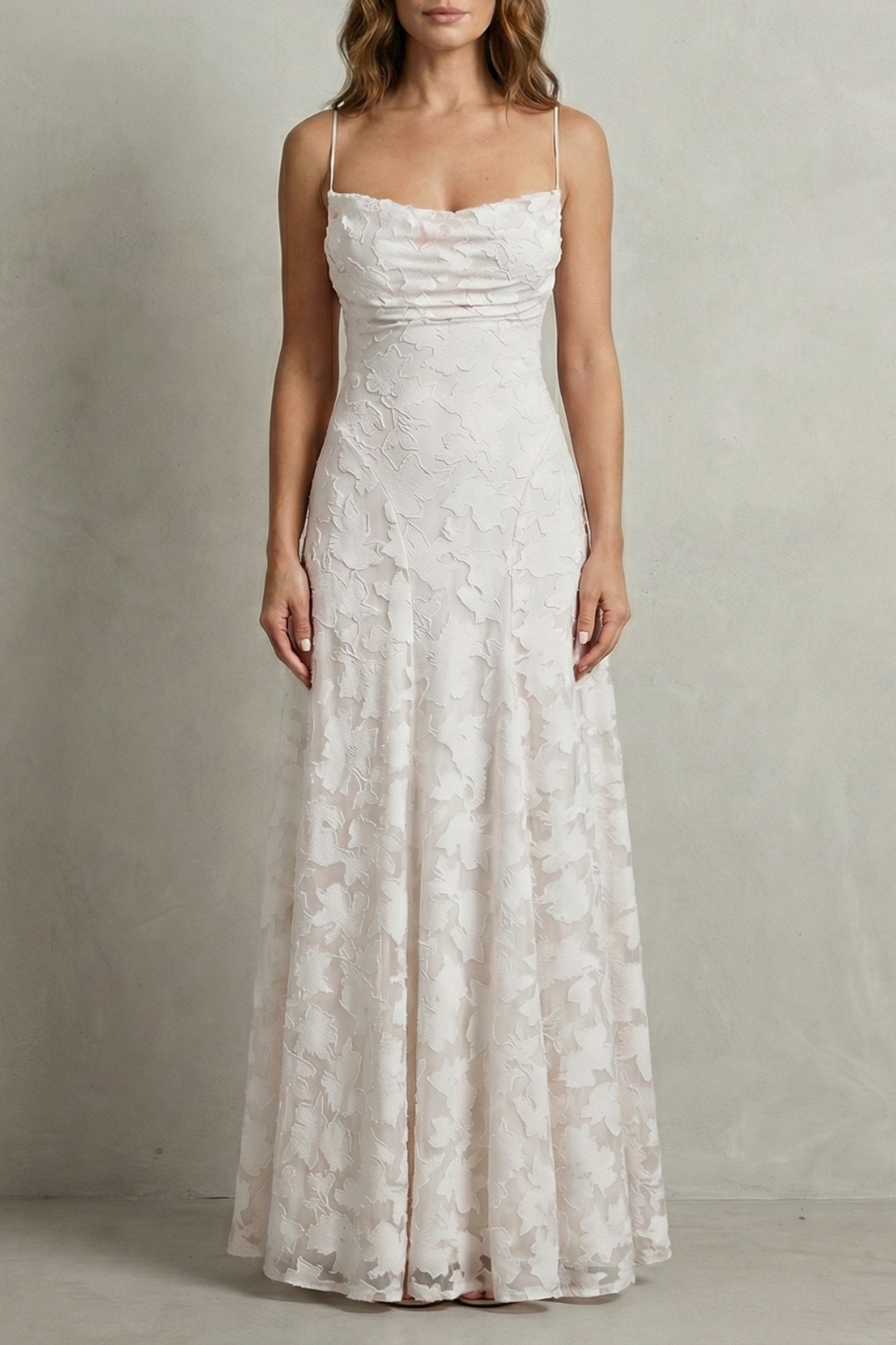 Florielle Scott | Romantic Floral Appliqué Sleeveless Maxi Dress in Blush Pink