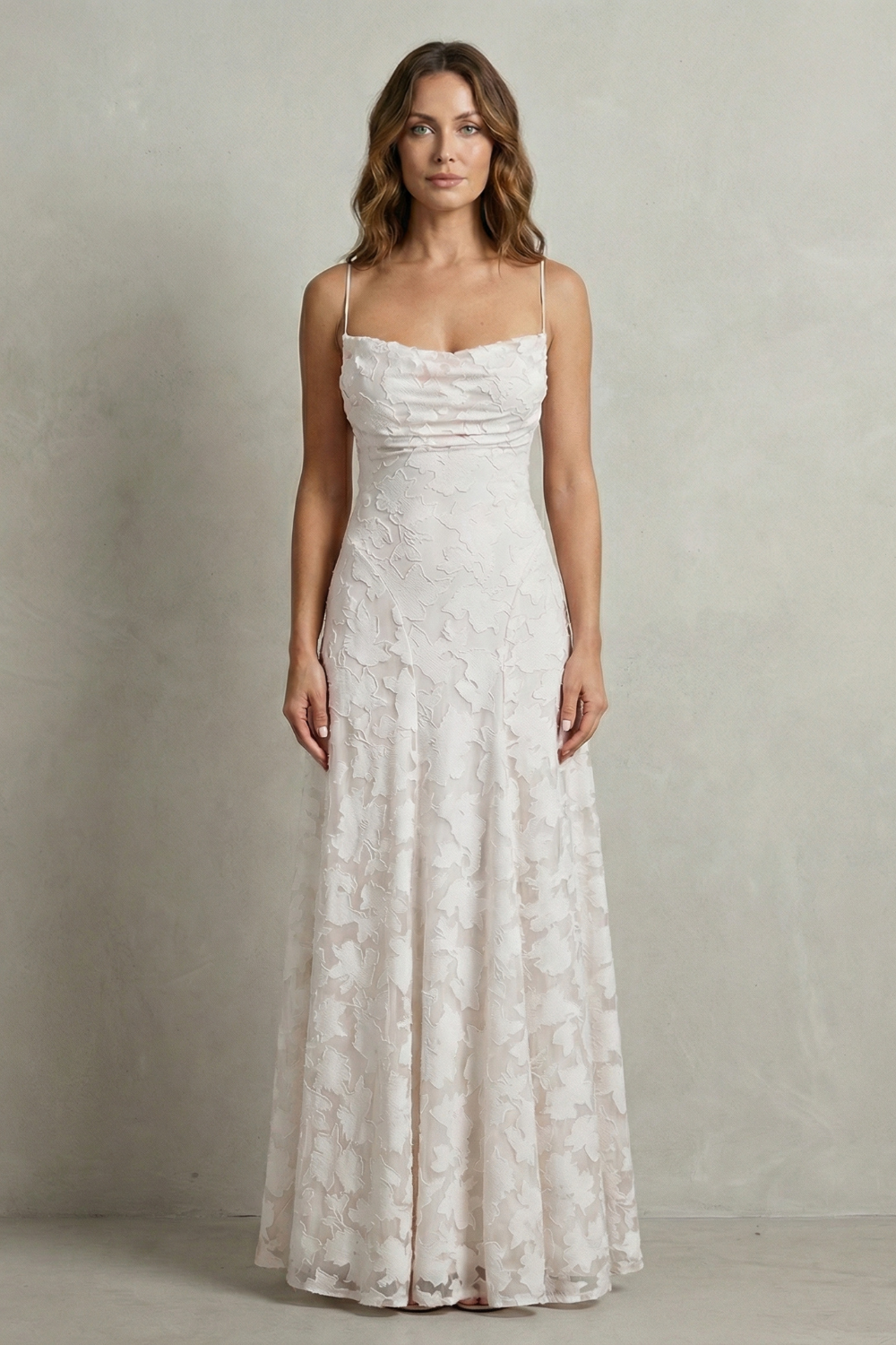 Florielle Scott | Romantic Floral Appliqué Sleeveless Maxi Dress in Blush Pink