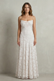 Florielle Scott | Romantic Floral Appliqué Sleeveless Maxi Dress in Blush Pink