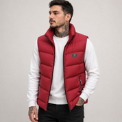 Foster | Quilted Padded Gilet in Rich Crimson