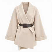 Manteau portefeuille camel Freya Ashcombe avec large col à revers