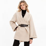 Manteau portefeuille camel Freya Ashcombe avec large col à revers