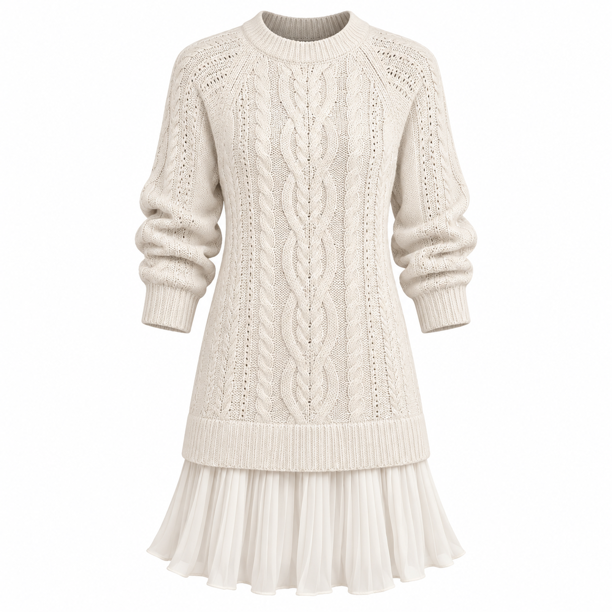 Freya Langdon | Robe-pull en maille torsadée à ourlet plissé