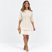Freya Langdon | Robe-pull en maille torsadée à ourlet plissé