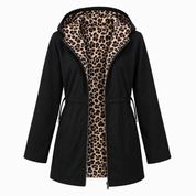 Freya Nightingale | Hooded Coat With Leopard Print Lining