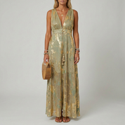 Elara Sinclair | Floral Pleated Maxi Dress