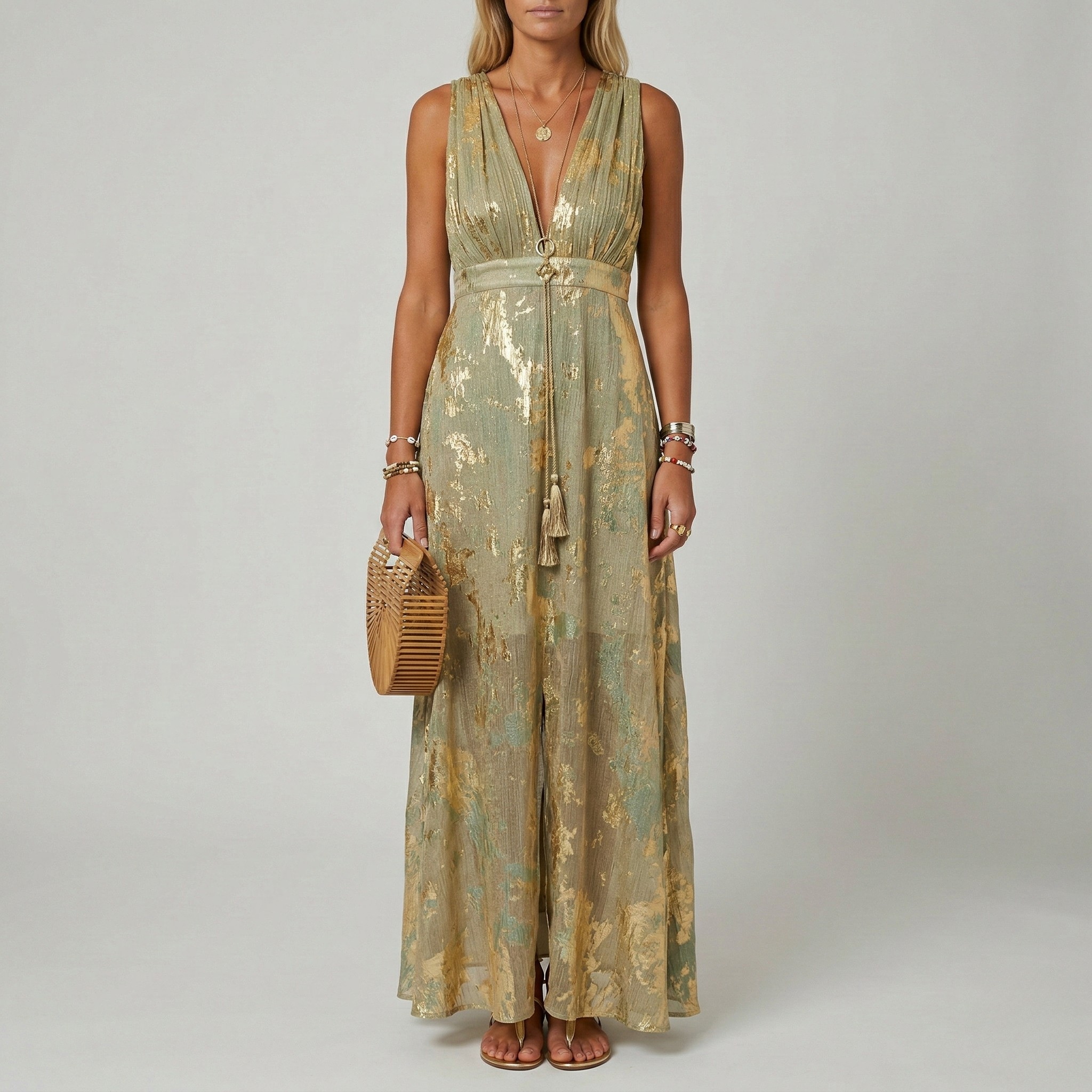 Elara Sinclair | Floral Pleated Maxi Dress