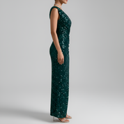 Nadia Knight | One-Shoulder Sequin Maxi Dress