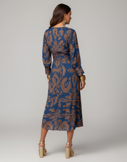 Althea Blackwood | Long-Sleeve Knot-Detail Midi Dress