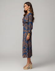 Althea Blackwood | Long-Sleeve Knot-Detail Midi Dress