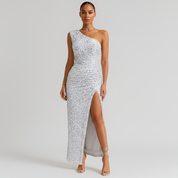 Nadia Knight | One-Shoulder Sequin Maxi Dress