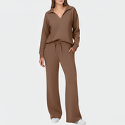 Penelope Dawson | V-neck Sweatshirt and Flared Pants Set