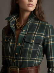 Georgina Thornton | Robe-chemise longue à carreaux tartan avec ceinture